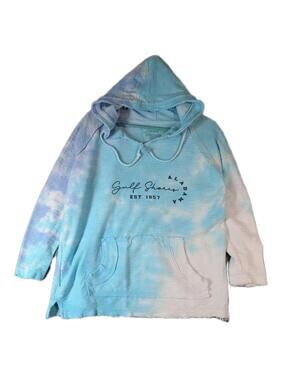 Trade Heritage Womens Medium Blue Tie Dye Gulf Shores Alabama Baja Hoodie Surf